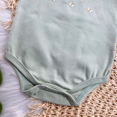  Conj. Body Mini Borboletas e Short Saia em Linho - Verde